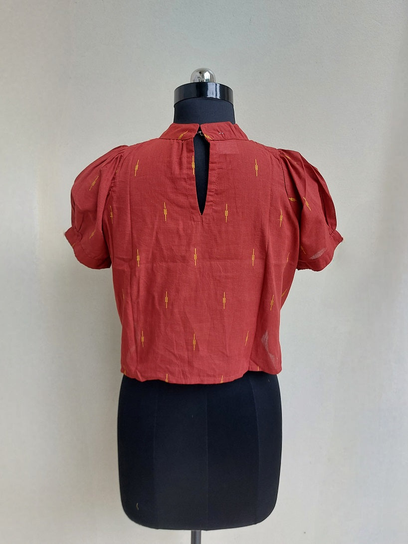 Red Geometric Crop Top