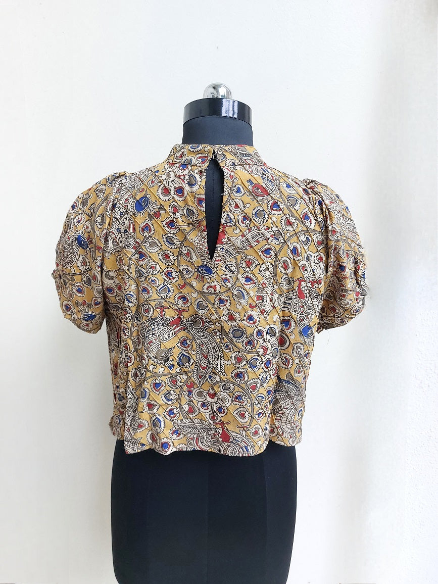 Yellow Pintucks Crop Top