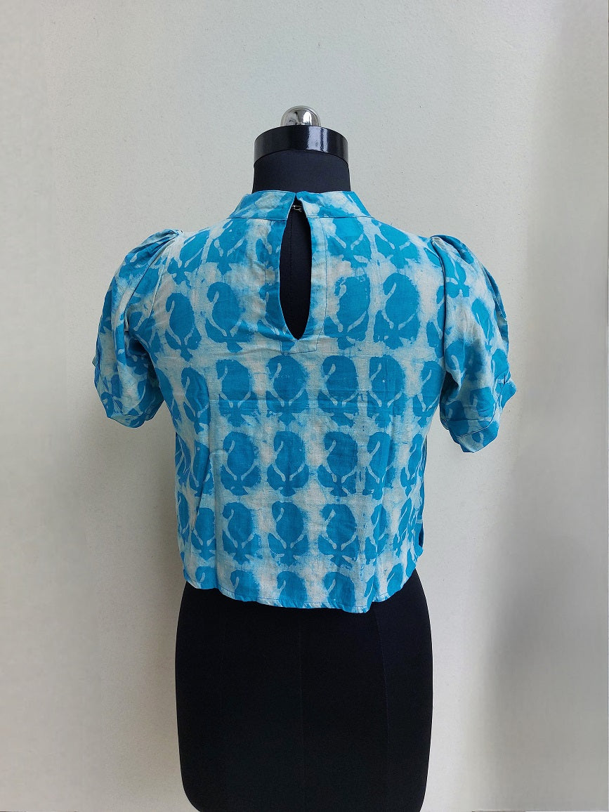 Blue Paisley Crop Top