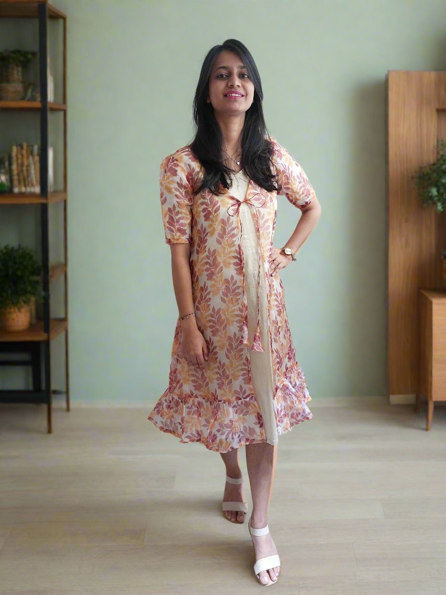 Cream Organza Shrug with Cream Dress