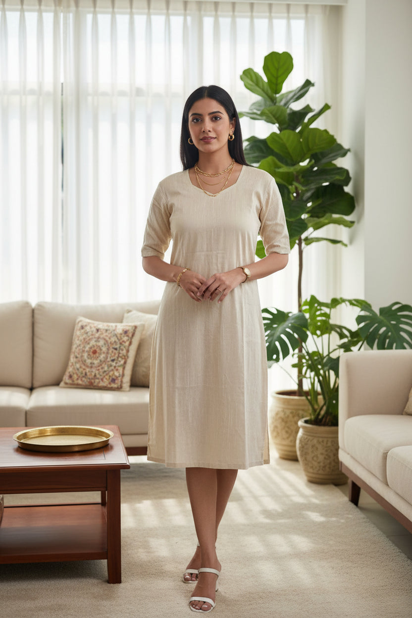 Off-white Silk Aline Dress