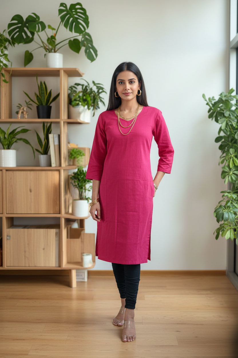 Maroon Silk Kurta