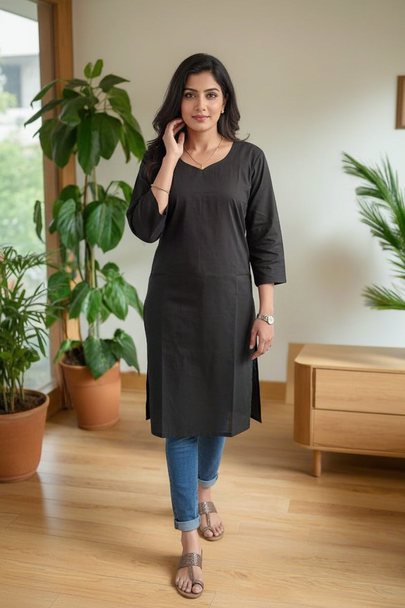 Black Silk Kurta