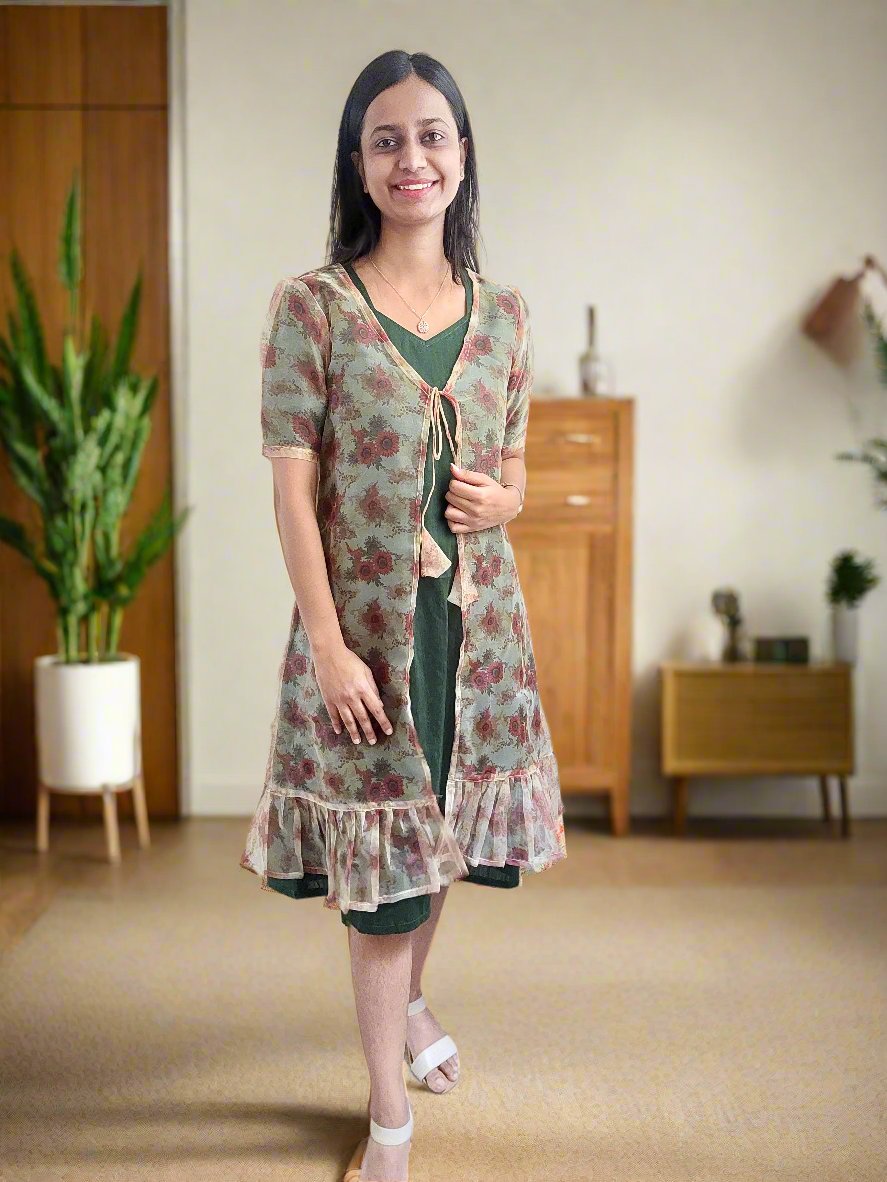 shrug for green dress Paridha green georgette shrug dress