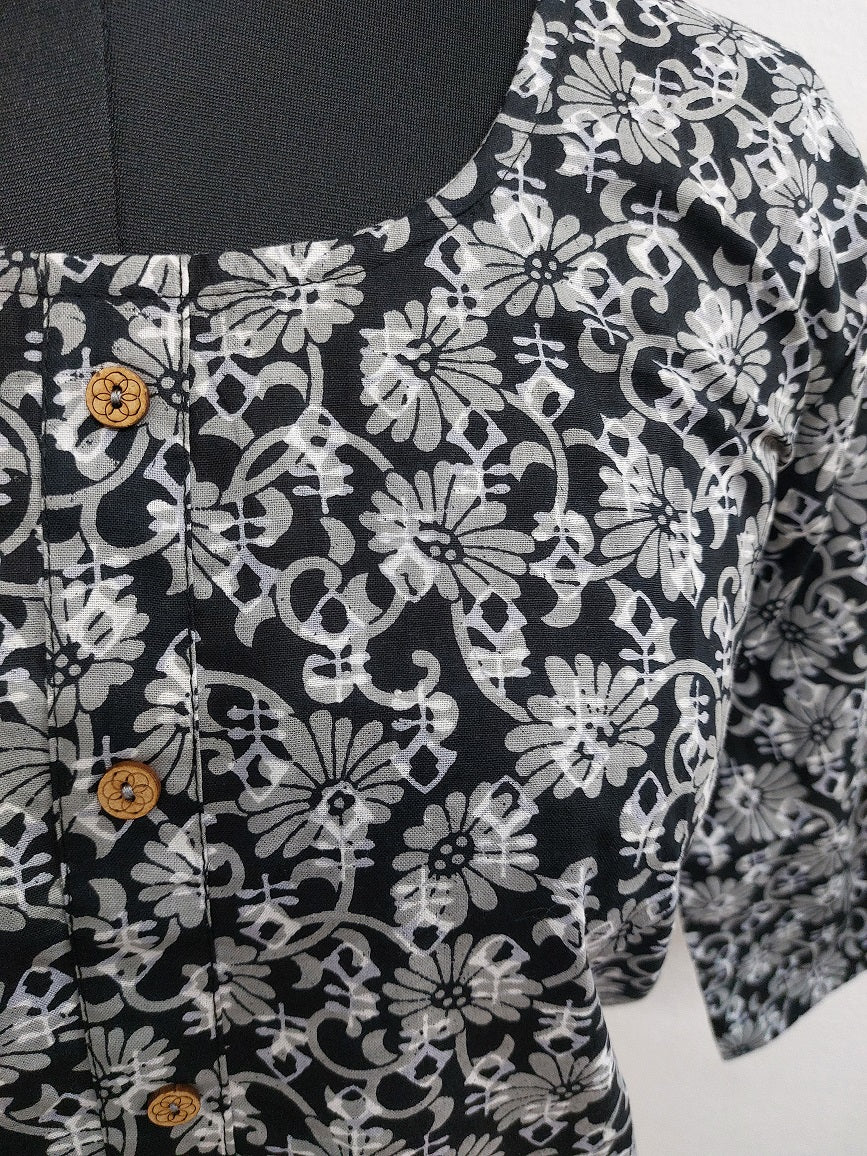 Black Abstract Short Kurti