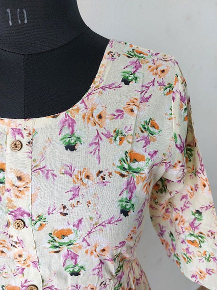Lime Floral Midi Dress