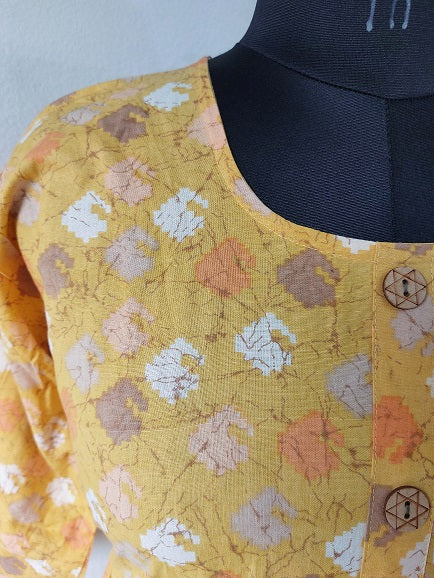 Yellow Abstract Midi Dress
