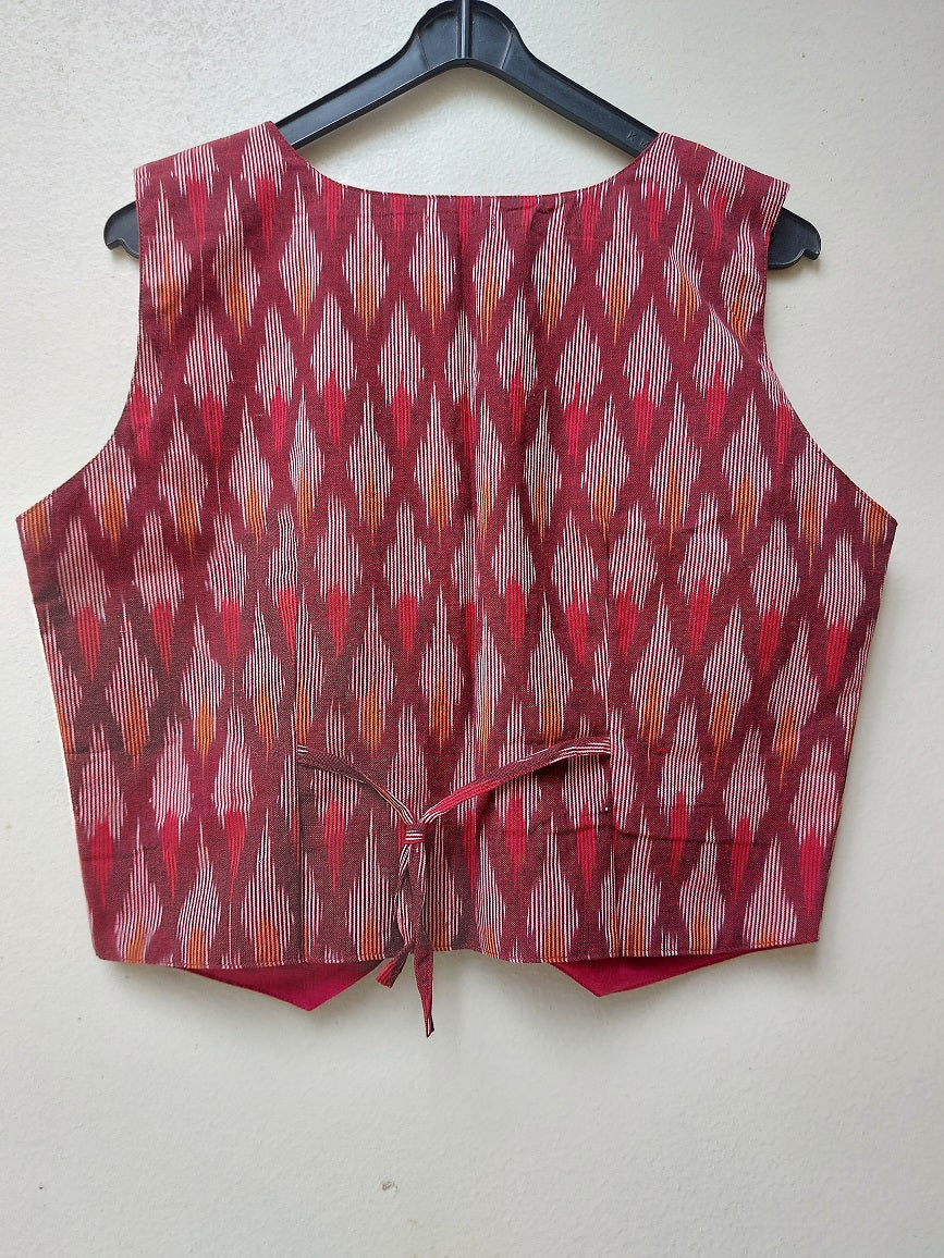 Maroon Ikkat Vest