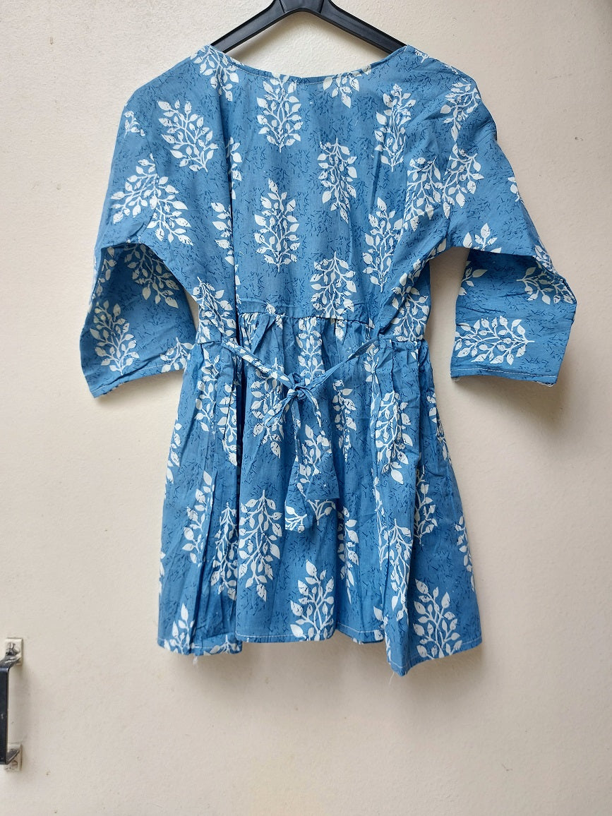 Blue Leaf Peplum Top