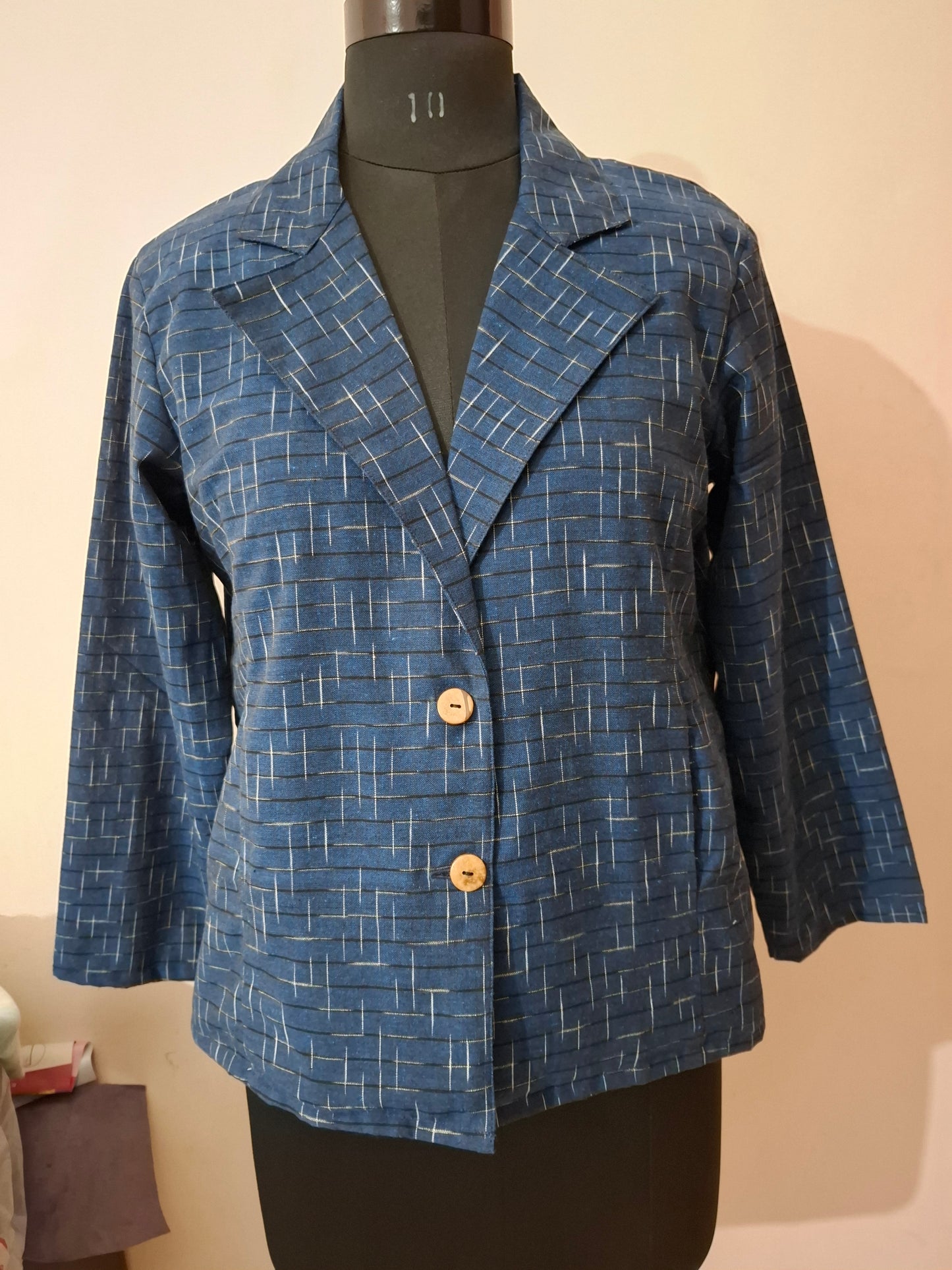 Navy Blue Ikkat Blazer