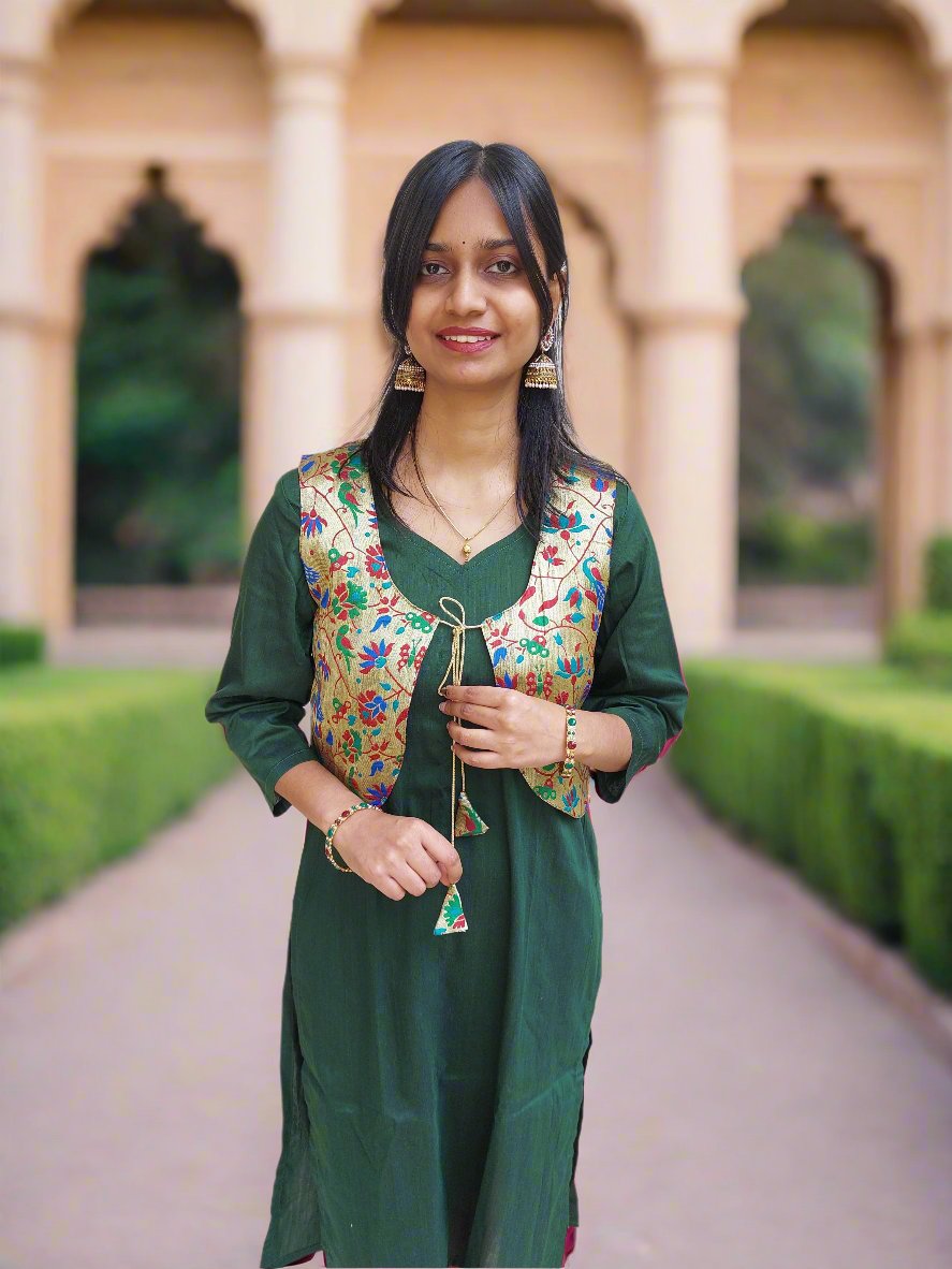 Maroon Peacock Paithani Jacket KotiSutra Maroon Peacock Paithani Jacket KotiSutra