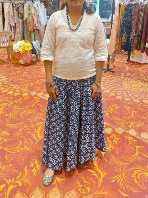 Indigo Abstract Long Skirt