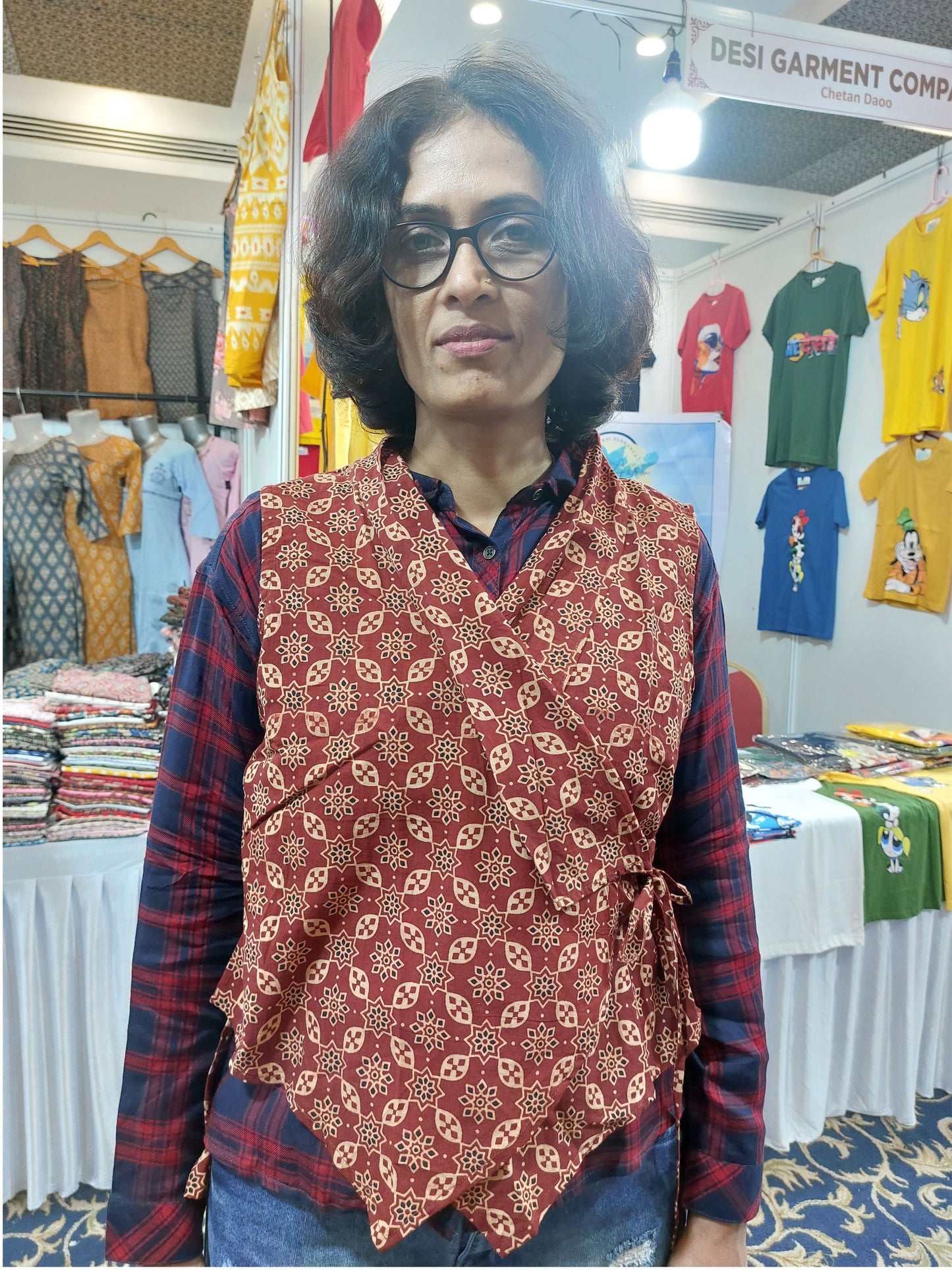 Maroon BlockPrint Angarkha Jacket