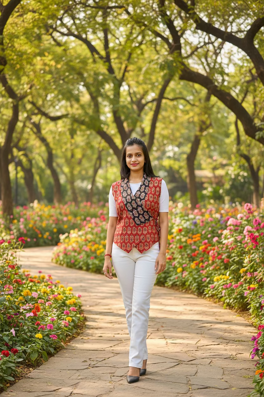 Maroon Black Angarkha Jacket