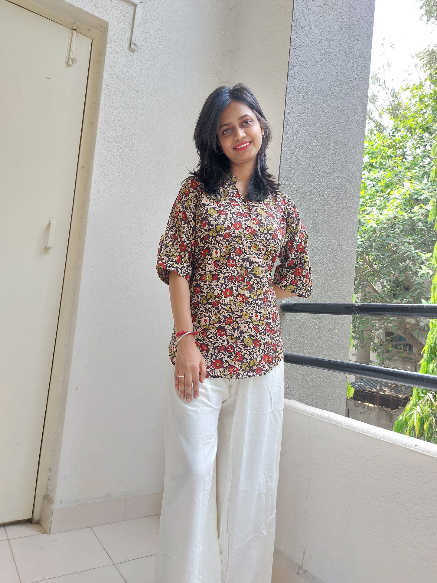 Black HandBlock Printed Floral Tunic