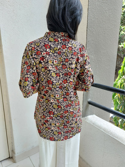 Black HandBlock Printed Floral Tunic