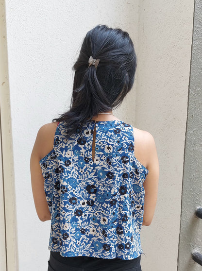 Blue Floral Crop Top