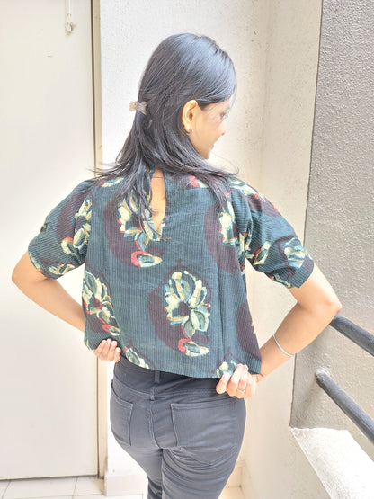 Dark Green Floral Croptop