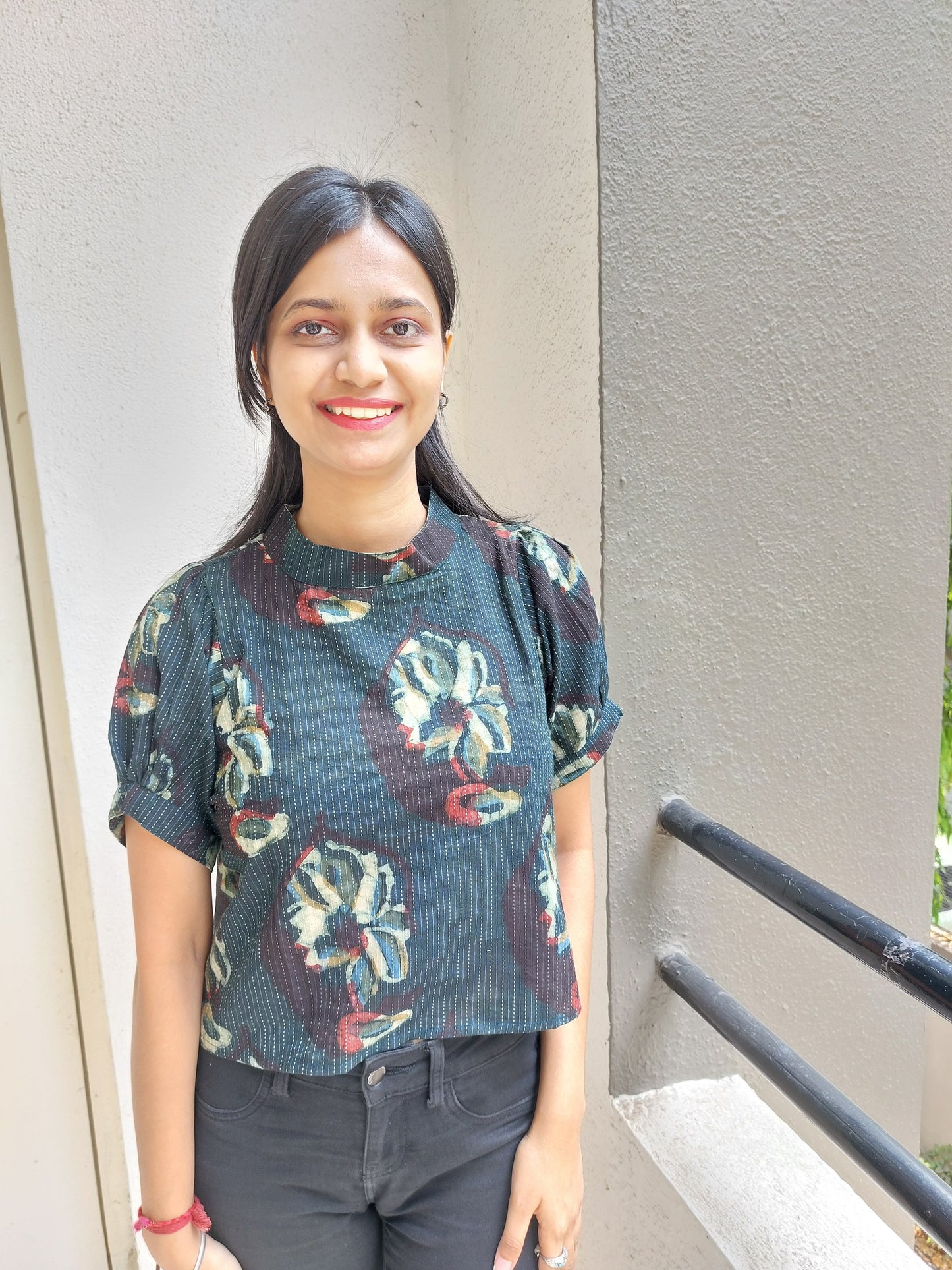 Dark Green Floral Croptop