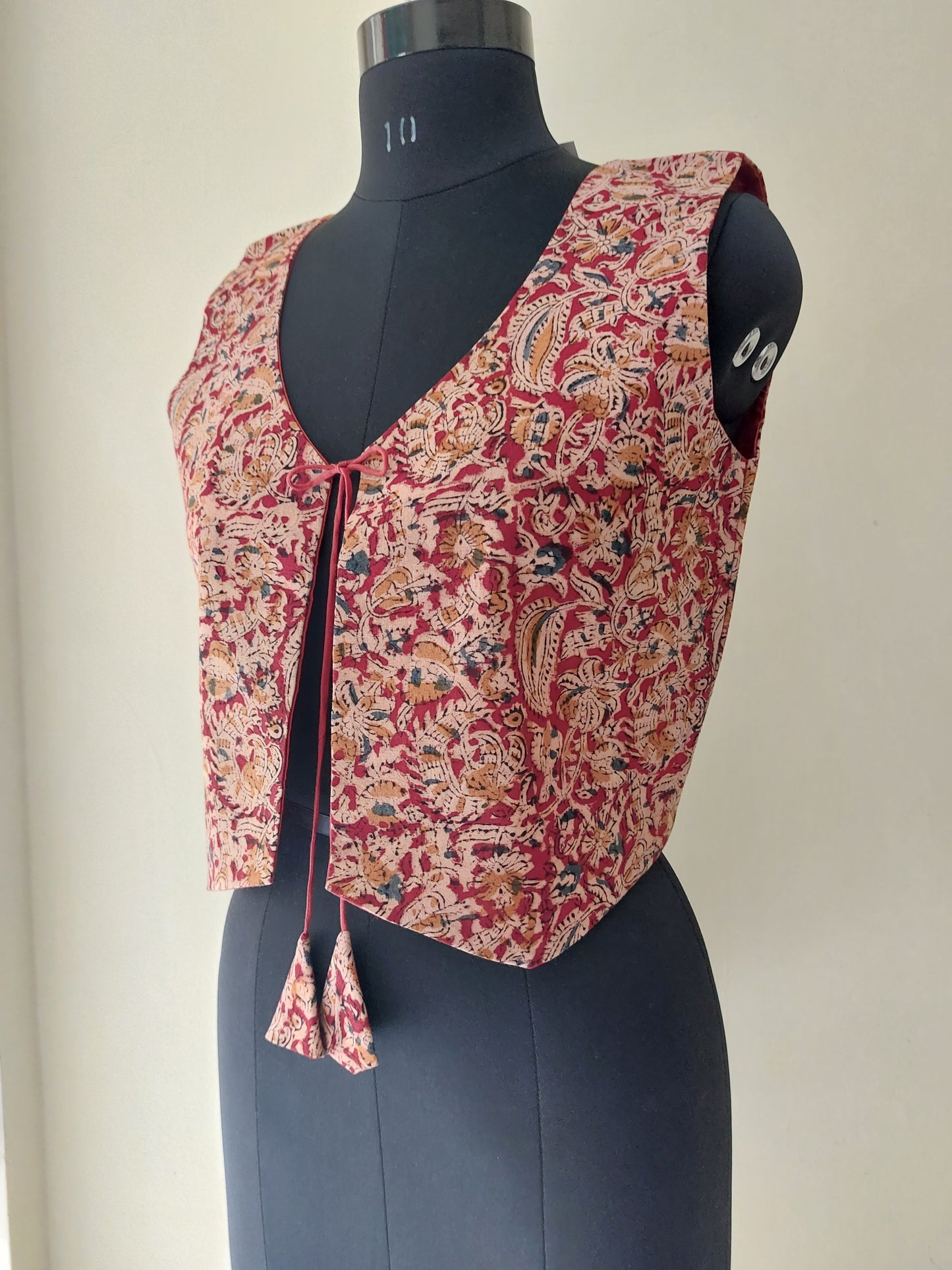 Red Kalamkari Koti Jacket