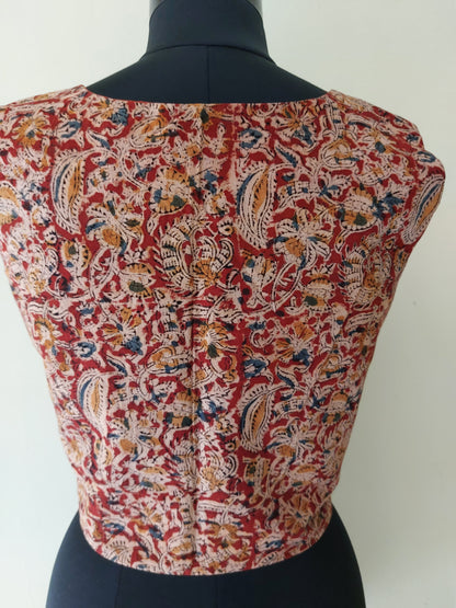 Red Kalamkari Koti Jacket