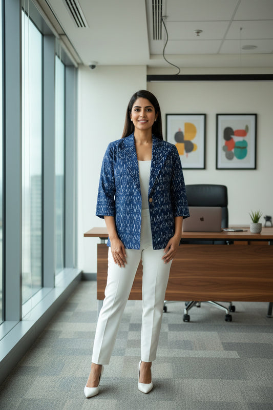 Blue Ikkat Blazer