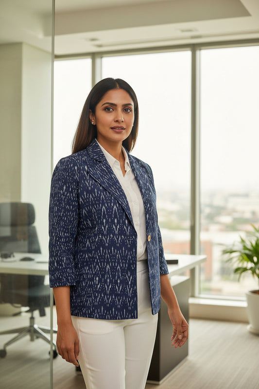 Blue Ikkat Blazer