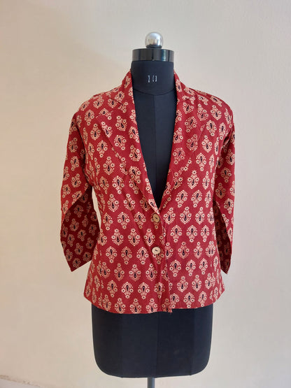 Maroon HandBlock Print Blazer