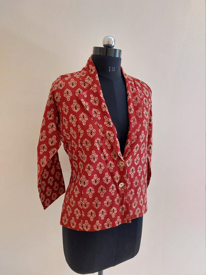 Maroon HandBlock Print Blazer