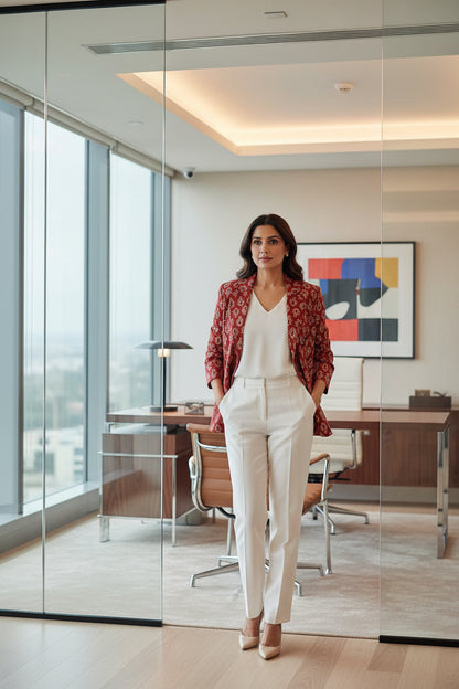 Maroon HandBlock Print Blazer