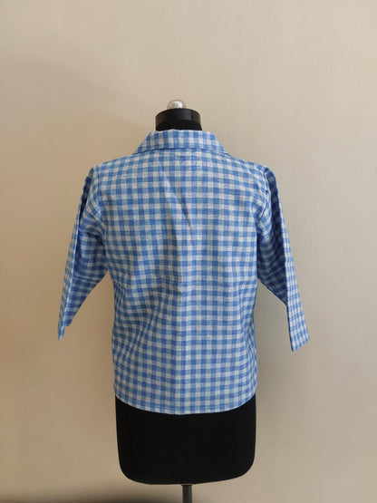 Blue Checks Collar Jacket