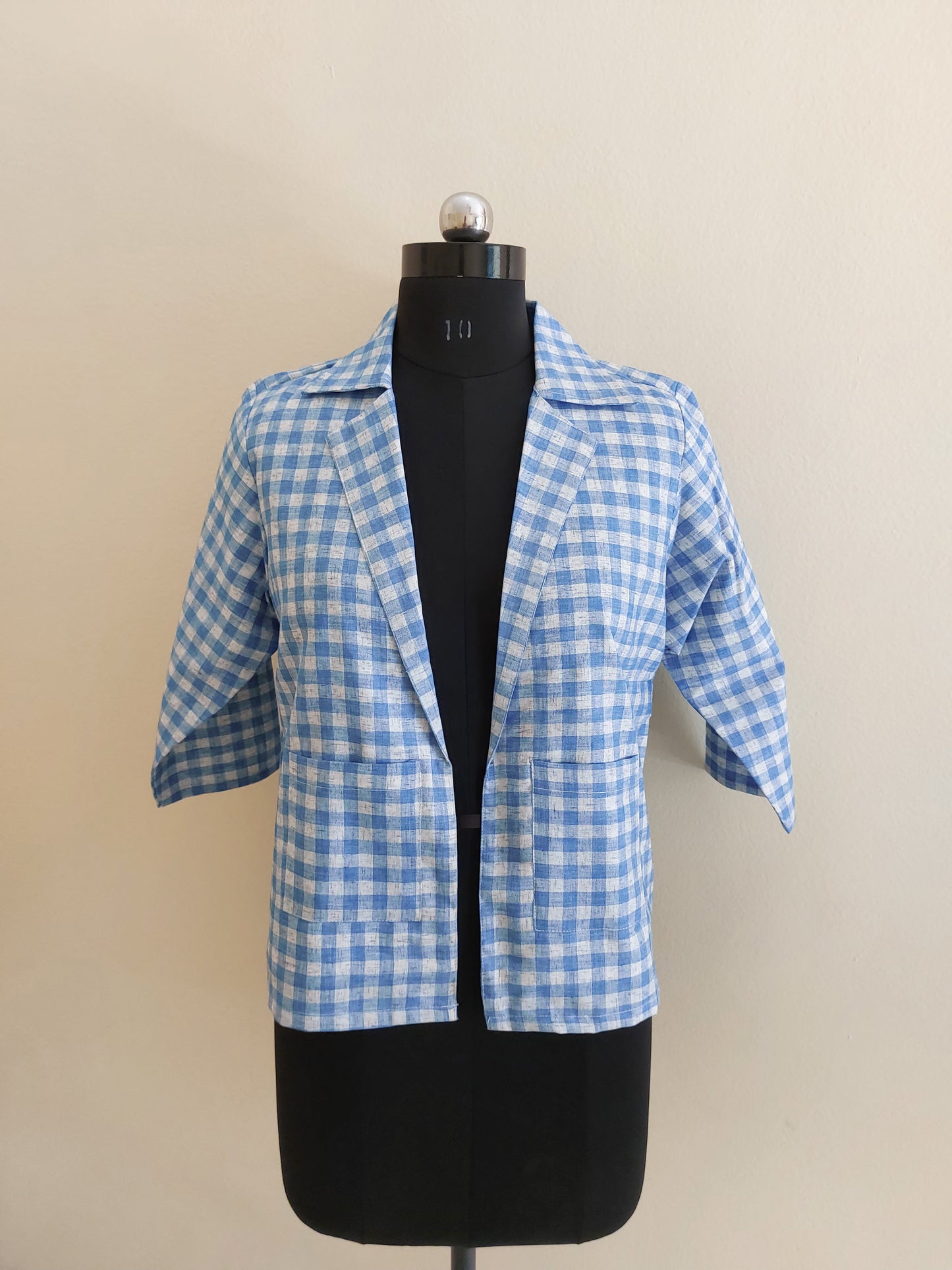 Blue Checks Collar Jacket