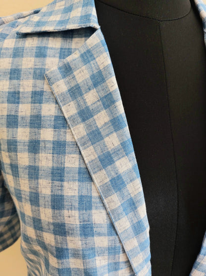 Blue Checks Collar Jacket