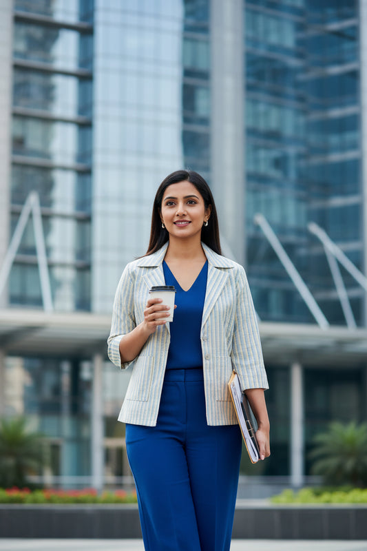 Yellow Blue Collar Jacket