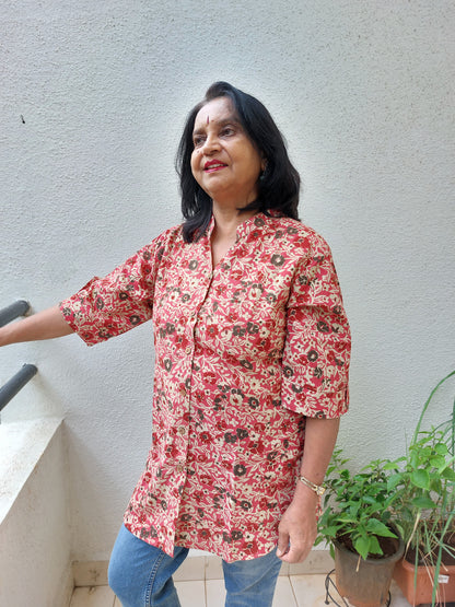 Pink HandBlock Printed Floral Tunic