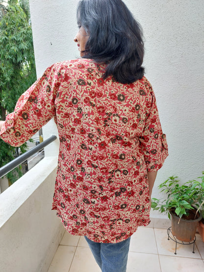 Pink HandBlock Printed Floral Tunic