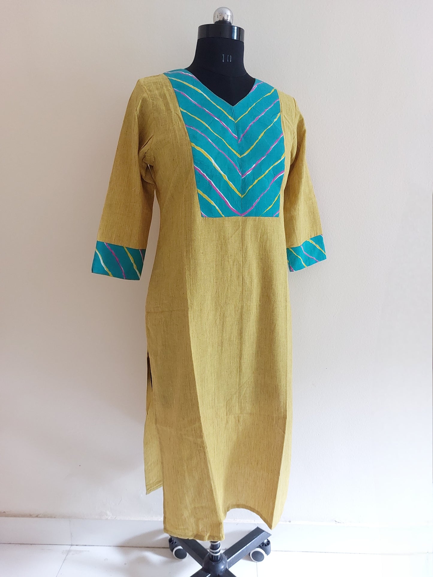 Yellow Blue Yoke Kurta