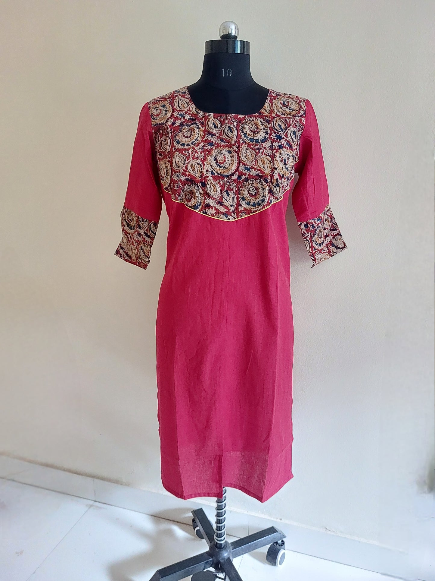 Red Kalamkari Yoke Kurta