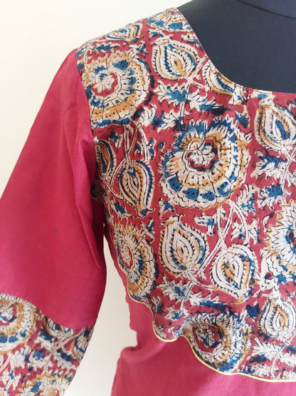 Red Kalamkari Yoke Kurta