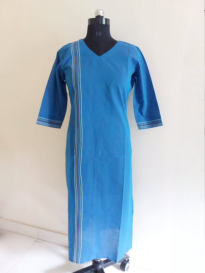 Blue Embroidery Lines Kurta