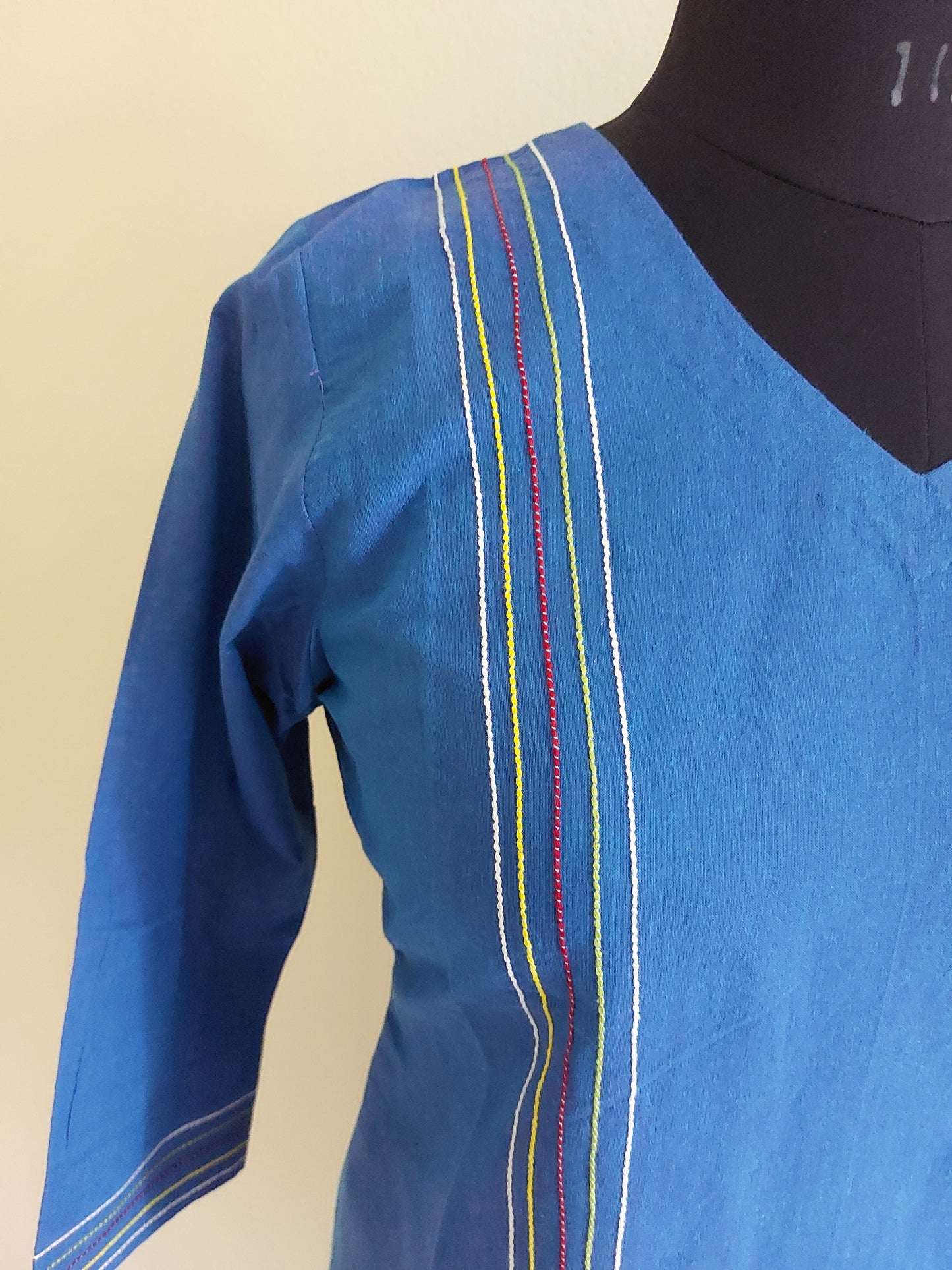 Blue Embroidery Lines Kurta