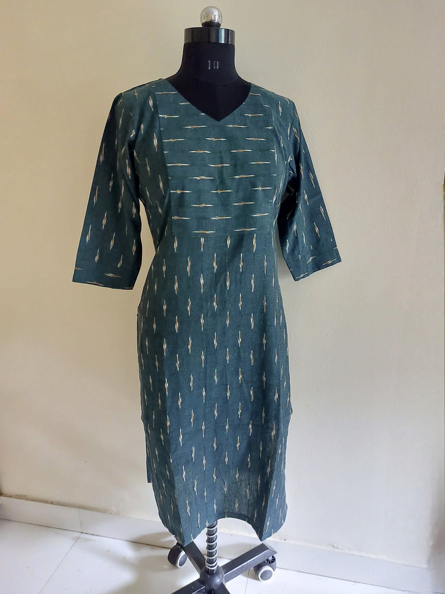 Bottle Green Ikkat Kurta