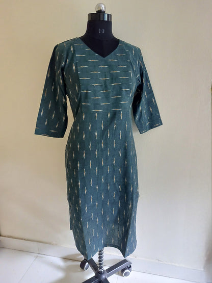 Bottle Green Ikkat Kurta