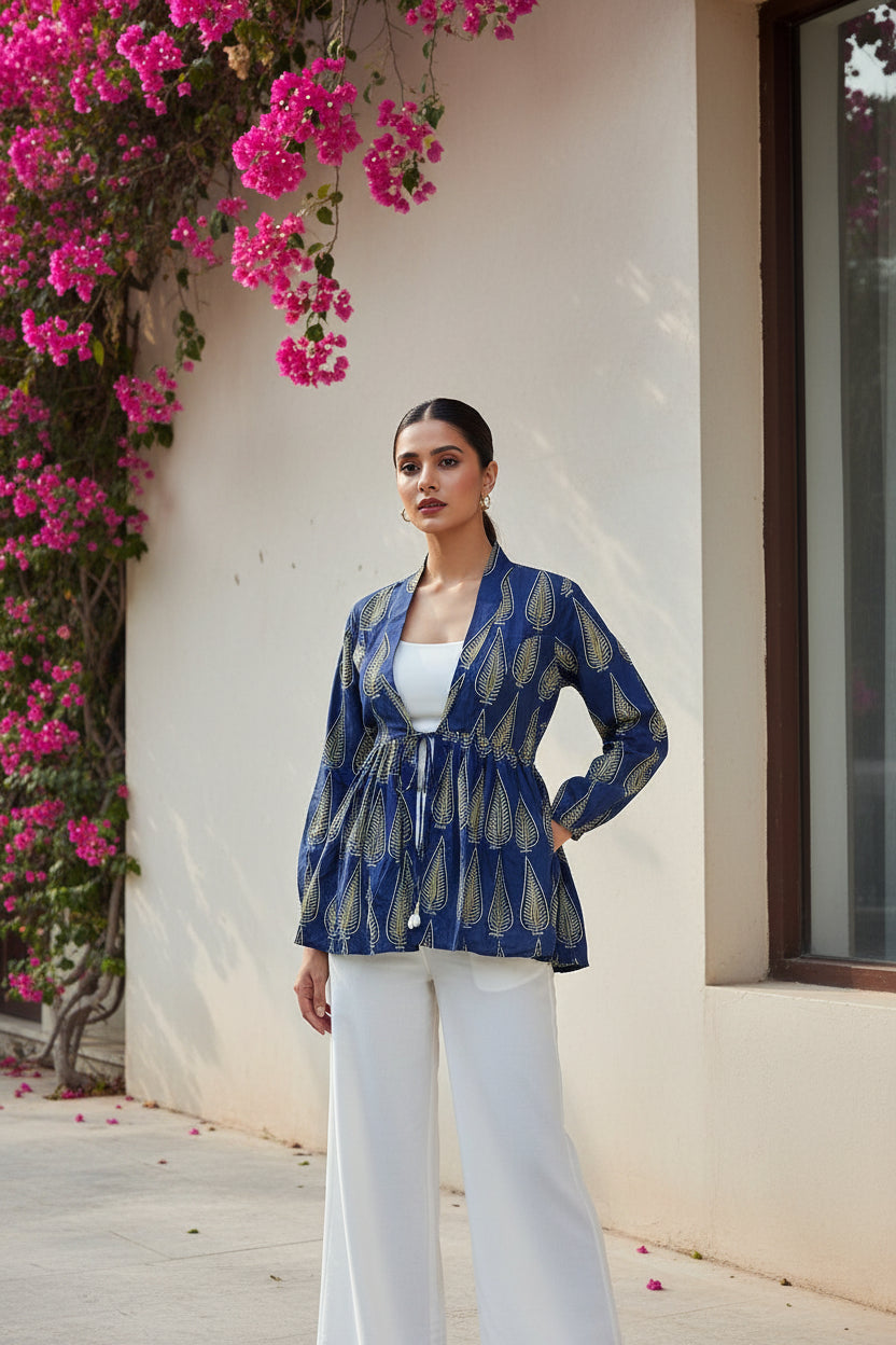 Blue Yellow Peplum Jacket