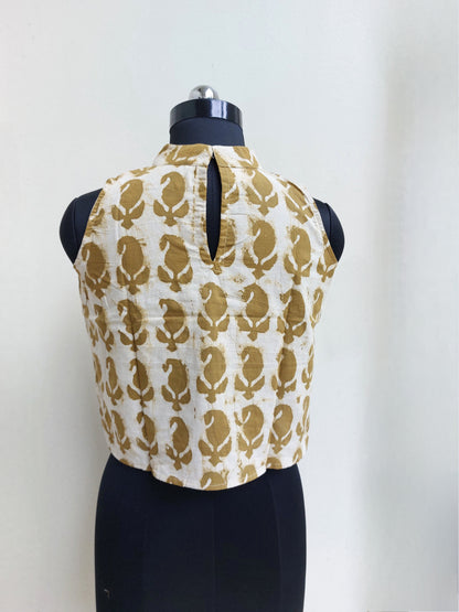 Cream Paisley Crop Top