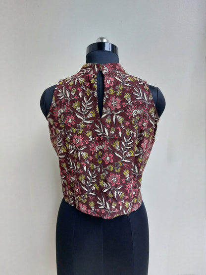 Brown Floral Crop Top