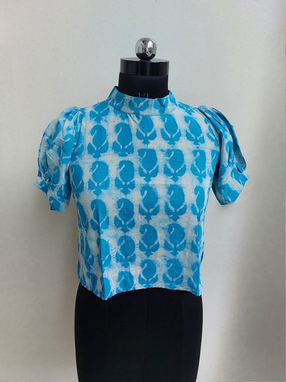 Blue Paisley Crop Top