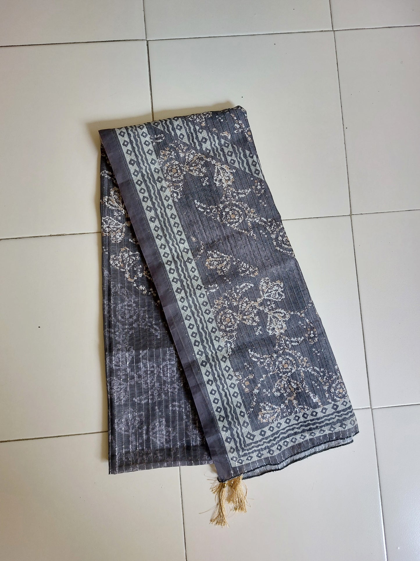 Grey Chanderi Dupatta