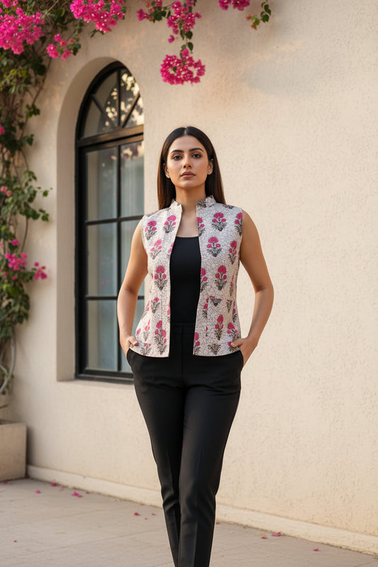 Cream Floral Modi Jacket