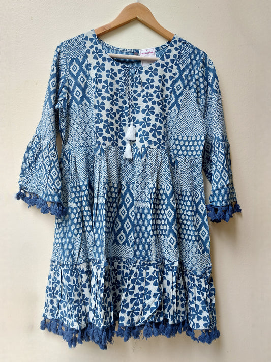 Indigo Hand Block Floral Tunic